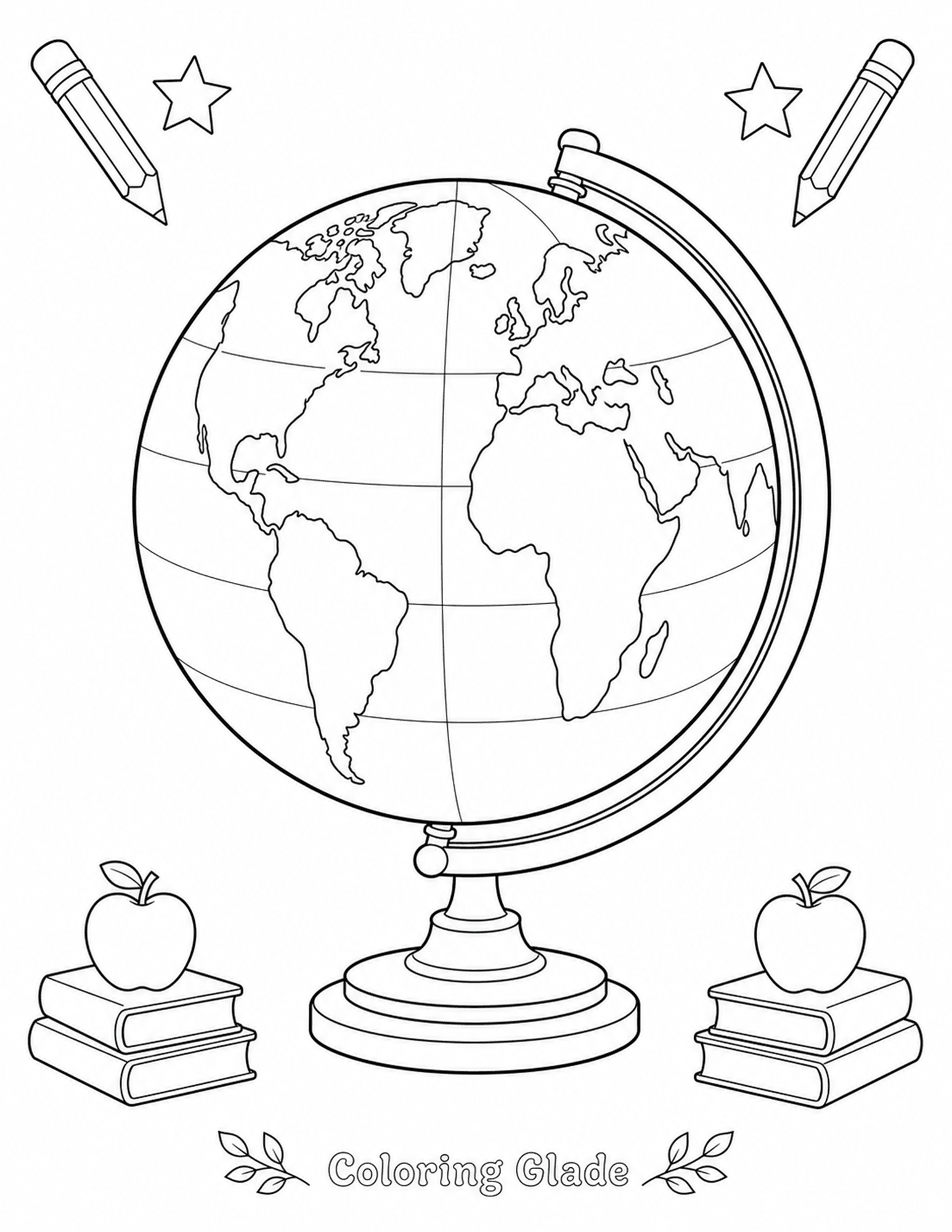 Globe Coloring Page printable for kids