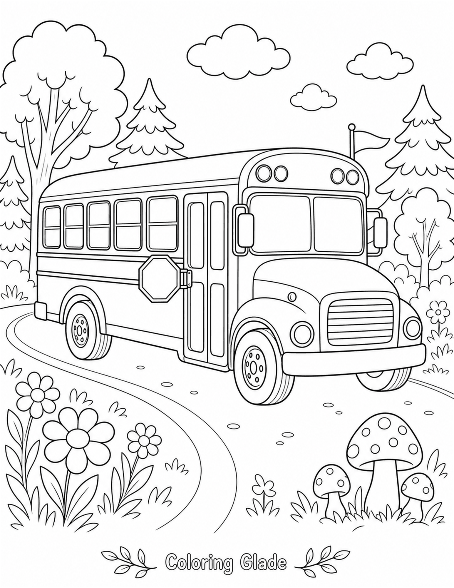 School Bus Coloring Page printable for kids