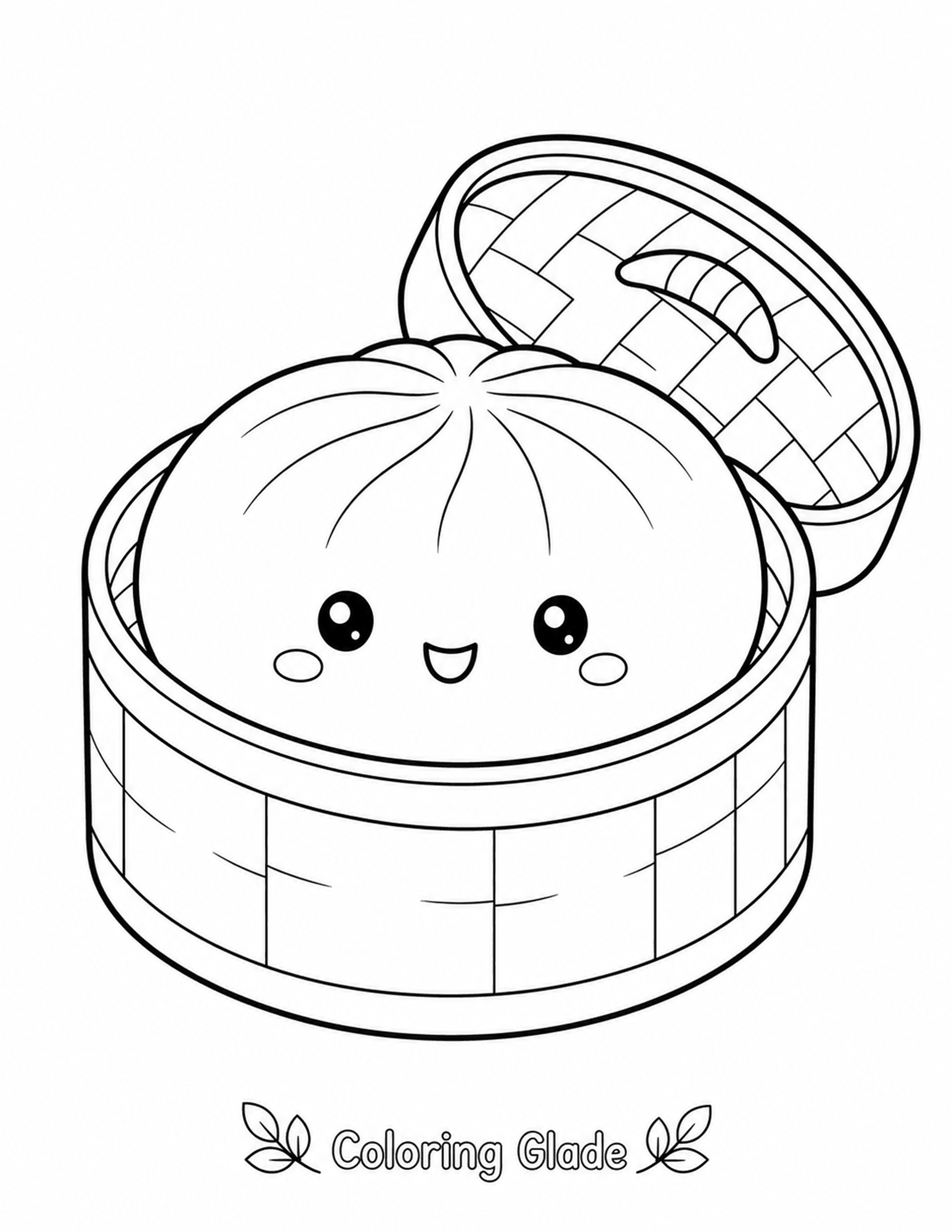 Squishy Dumpling in a Basket coloring page