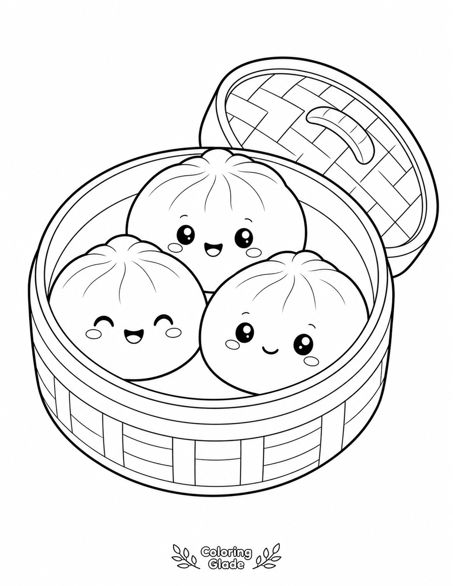 Dumpling Basket Trio coloring page