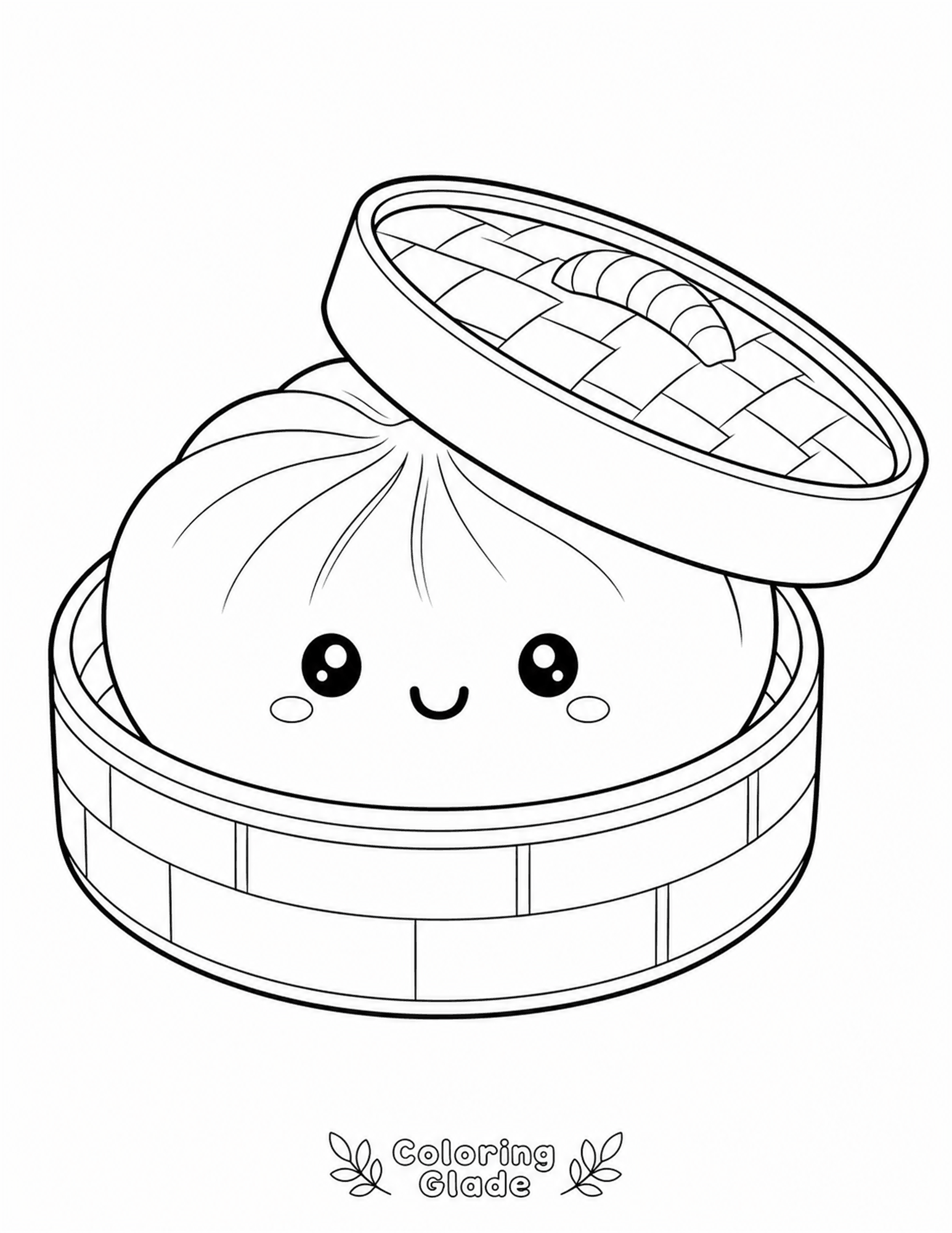 Squishy Dumpling with Basket Lid Hat coloring page
