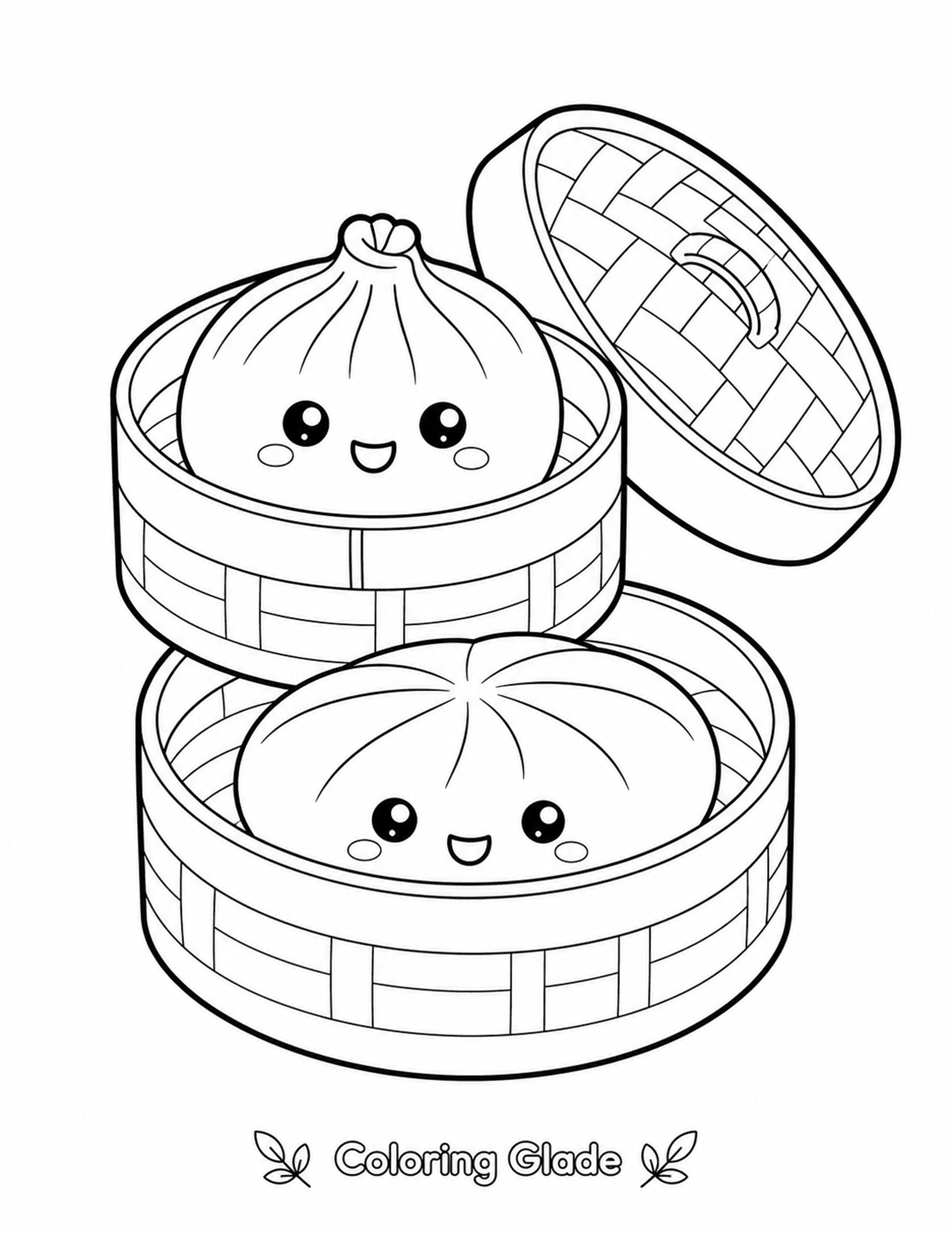 Two-Tier Dumpling Basket coloring page