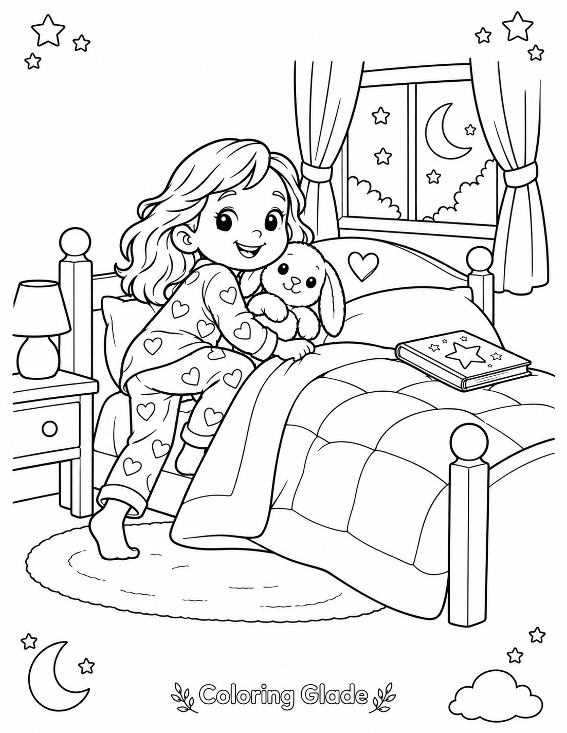 Healthy sleep and routines coloring pages – Bedtime Routine Coloring Page