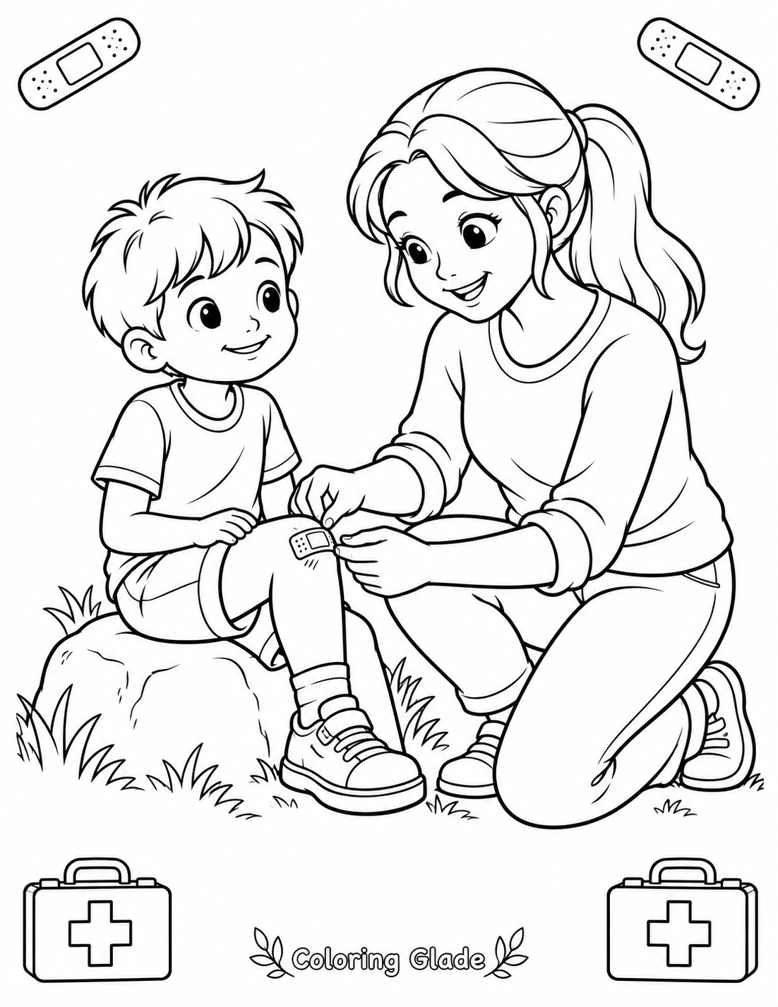 Taking Care of a Boo-Boo Coloring Page