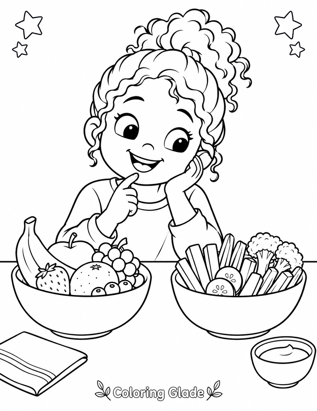 Free printable Healthy Snack coloring page for kids