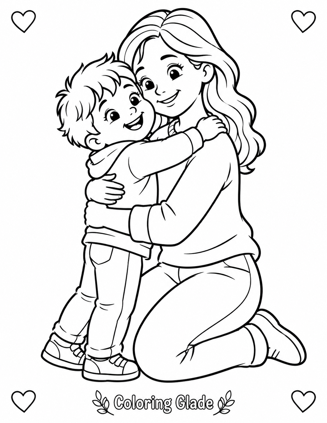 Giving Hugs Coloring Page