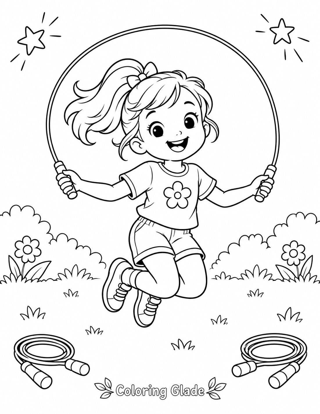 Free printable Jumping Rope coloring page for kids