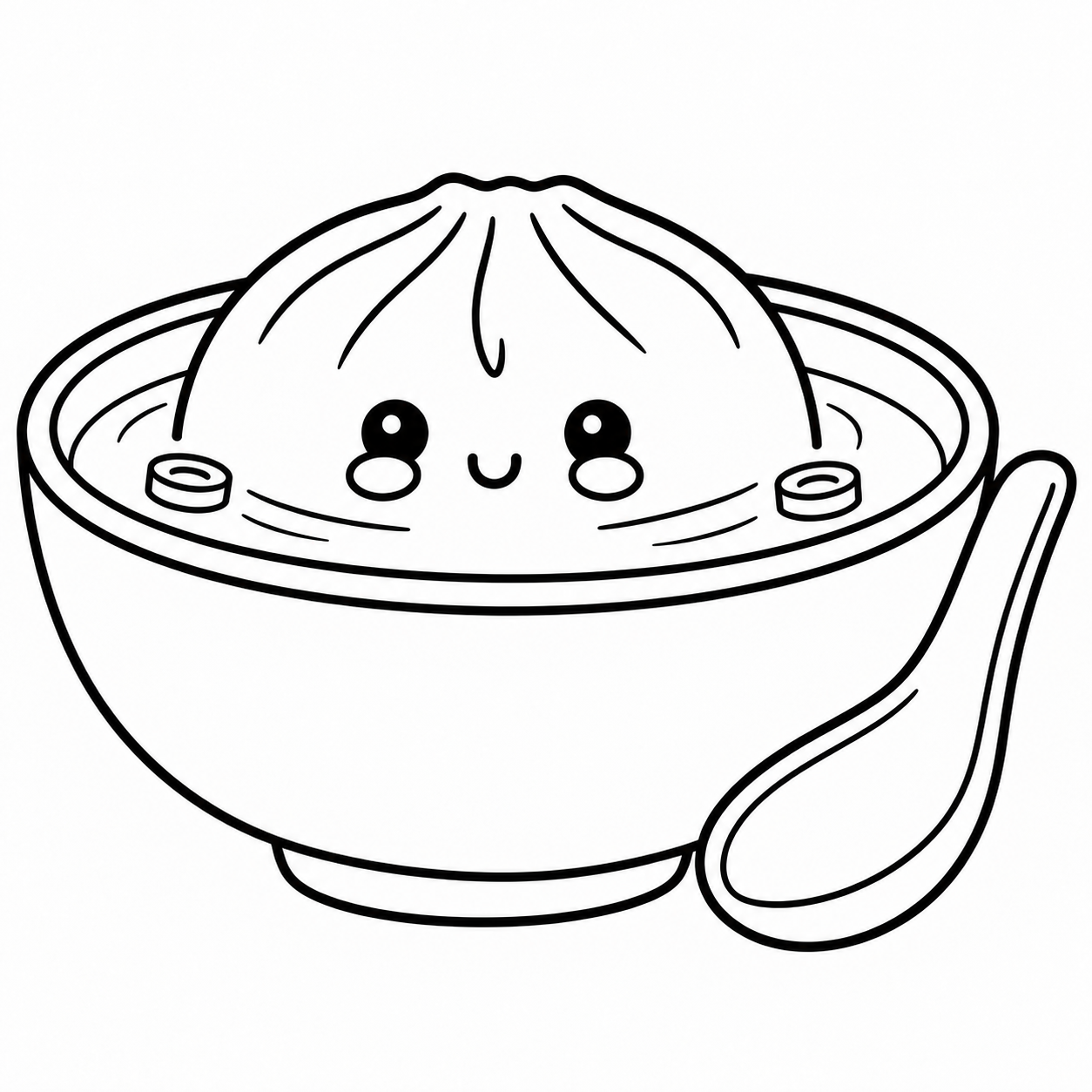 Kawaii Ramen Squishy Dumpling coloring page