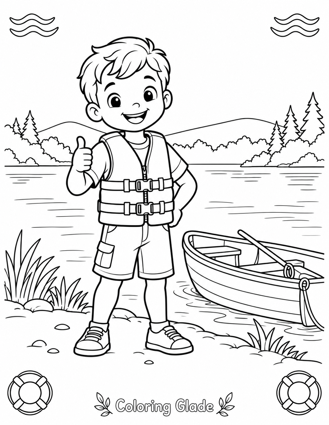 Free printable Life Jacket coloring page for kids
