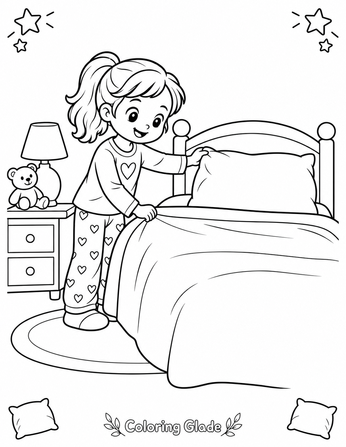 Free printable Making Your Bed coloring page for kids