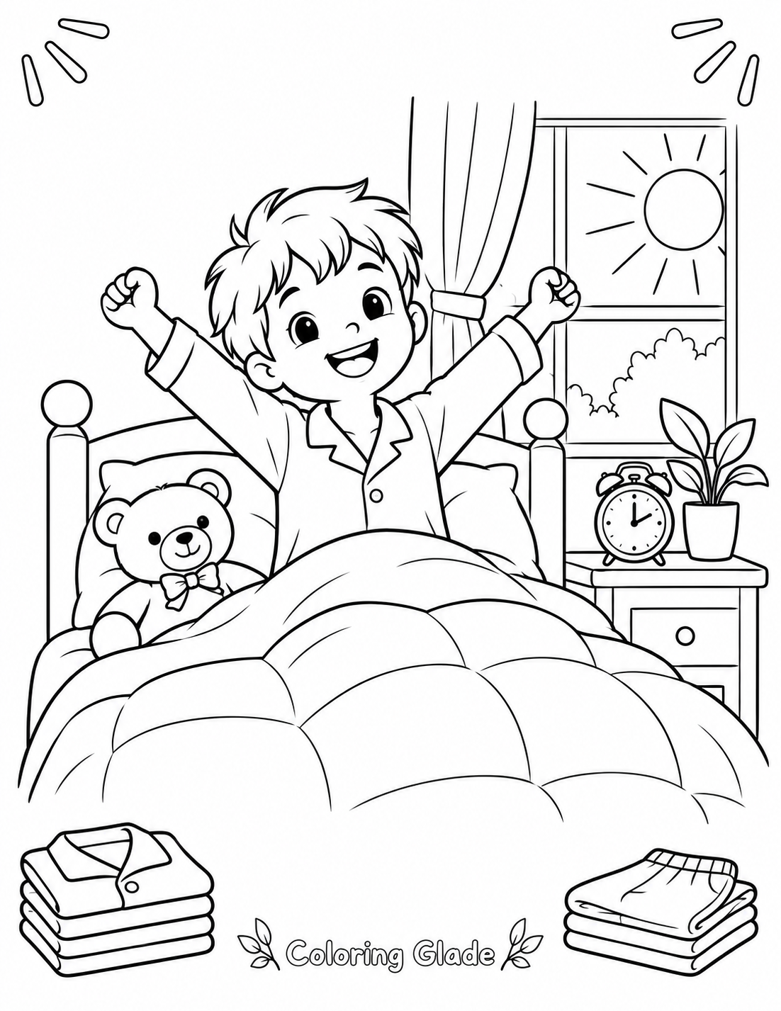 Morning Routine Coloring Page