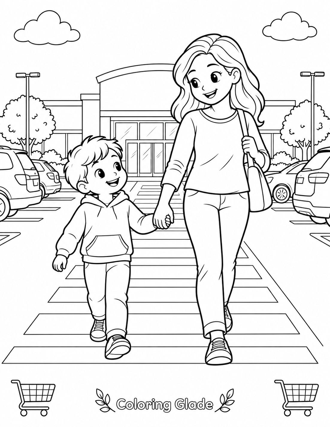 Parking Lot Safety Coloring Page