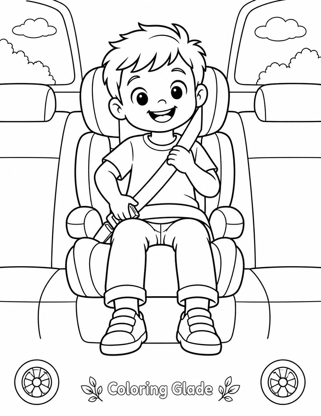 Seatbelt Safety Coloring Page