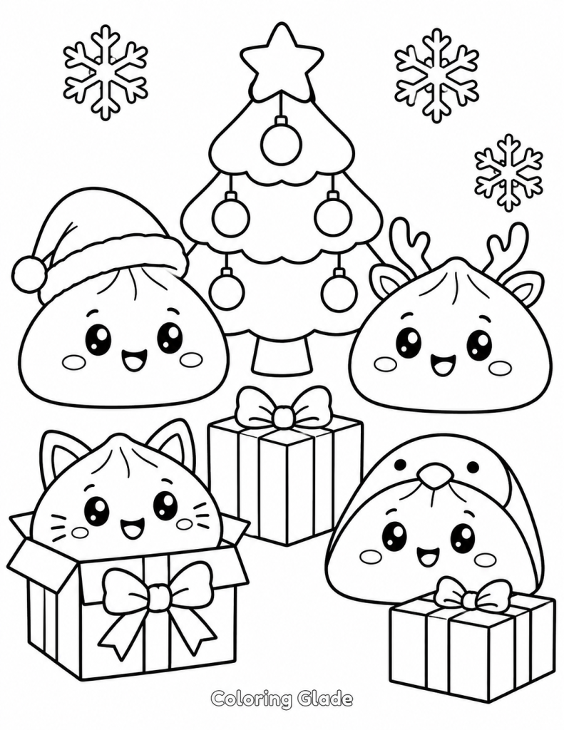 Free Printable Squishy Christmas Morning Coloring Page