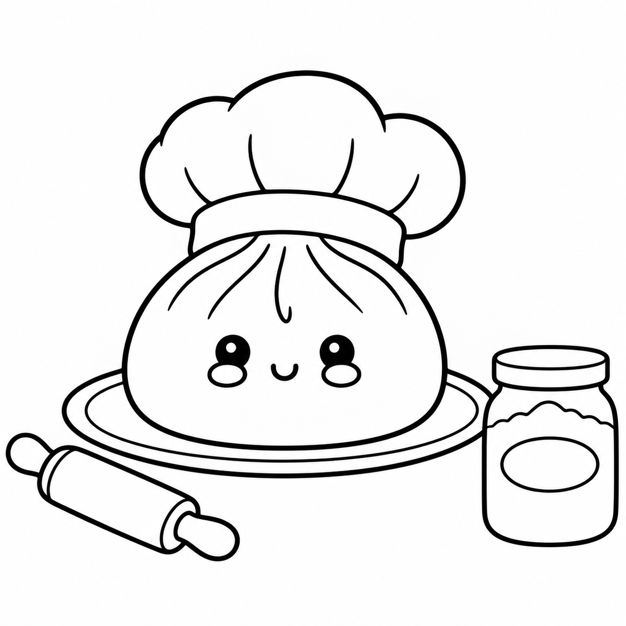 Squishy Dumpling Baking Day coloring page
