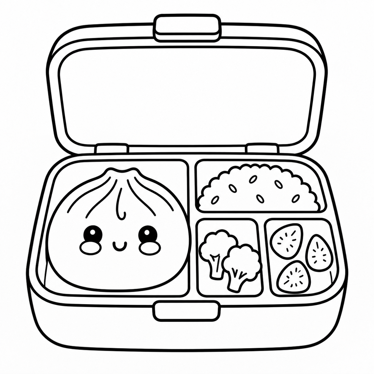 Squishy Dumpling Bento Box coloring page