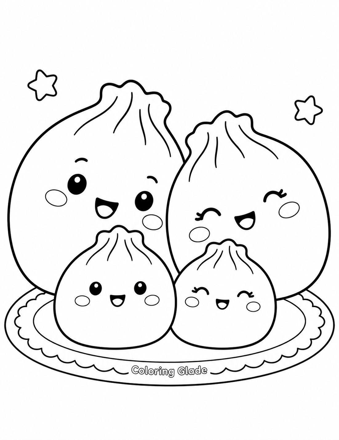 Squishy Dumpling Family coloring page