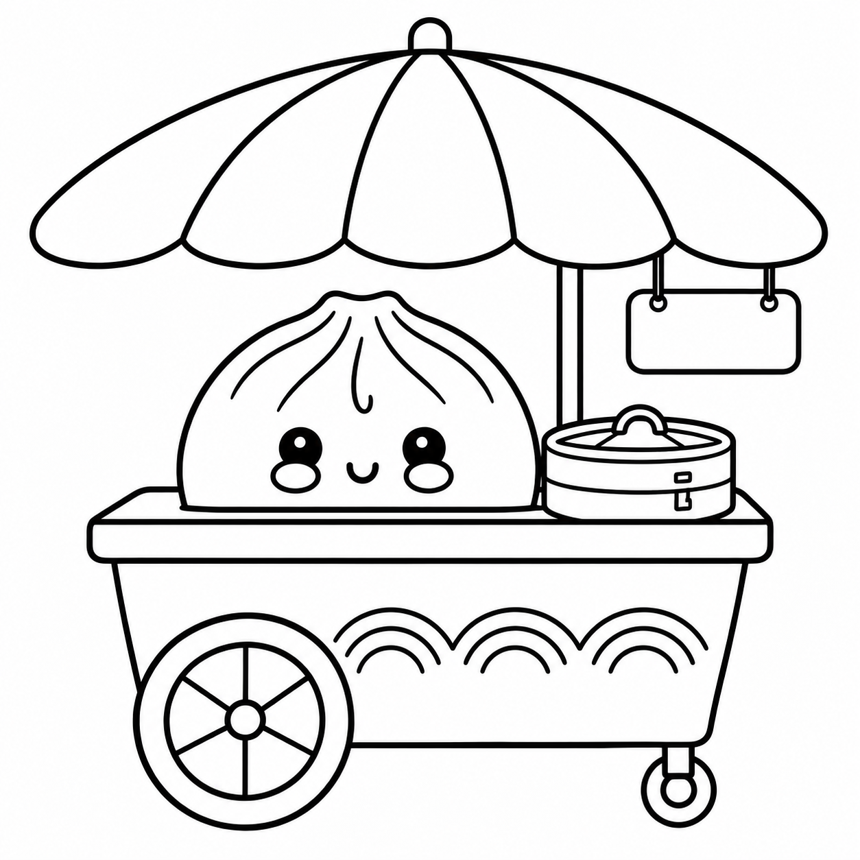 Squishy Dumpling Food Cart coloring page