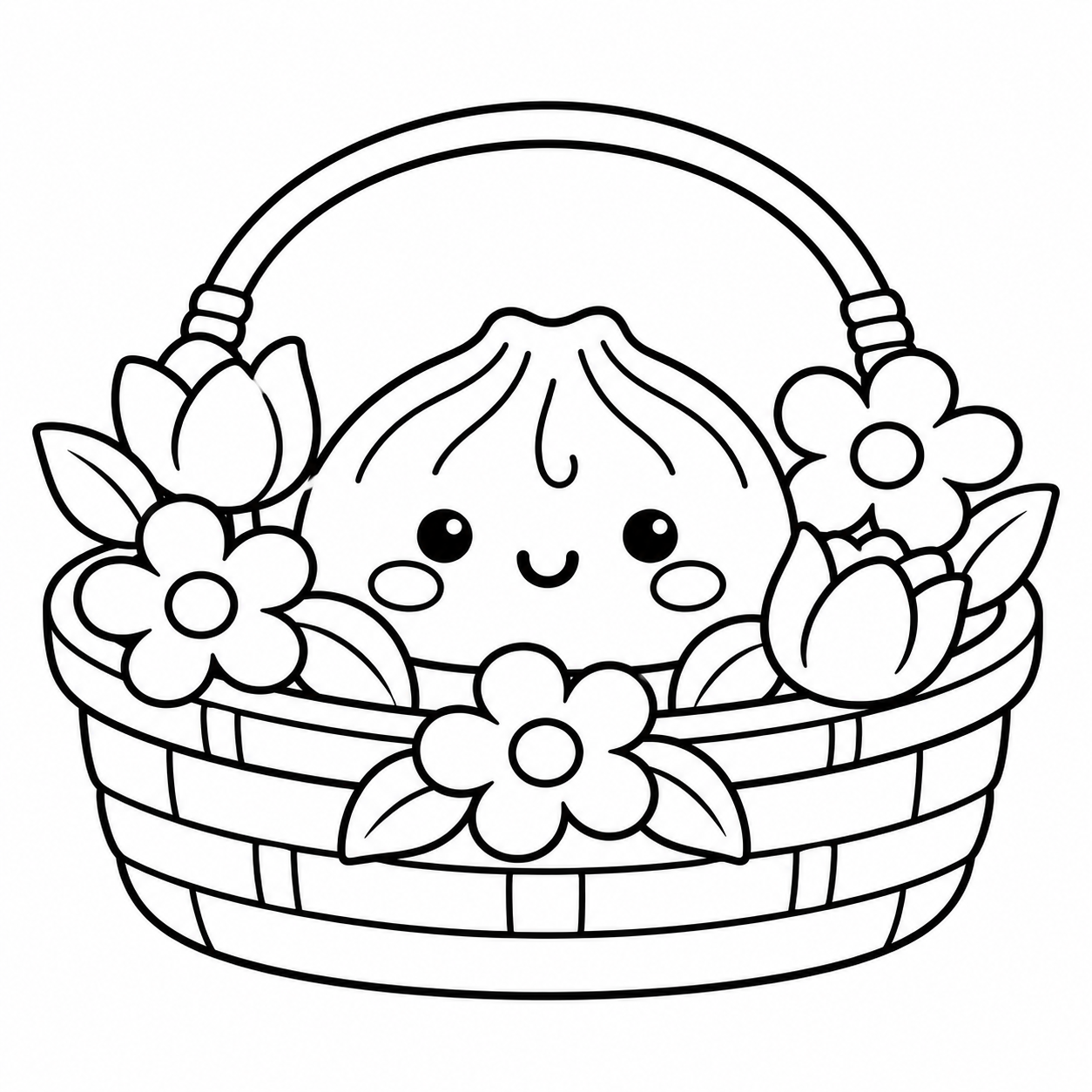 Squishy Dumpling Garden Basket coloring page