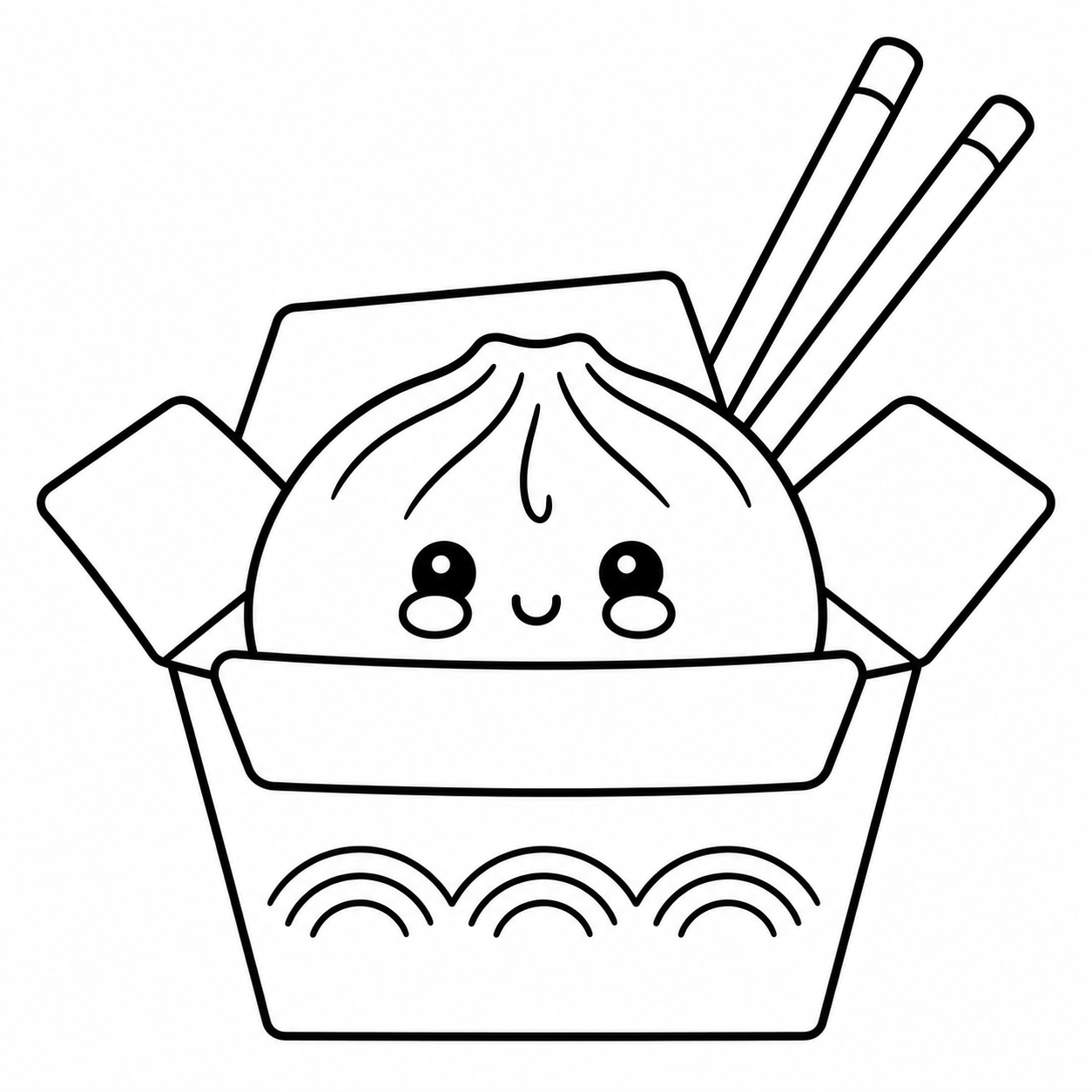Squishy Dumpling Takeout Box coloring page