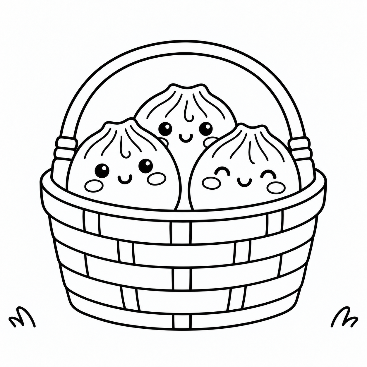 Squishy Dumpling Trio coloring page