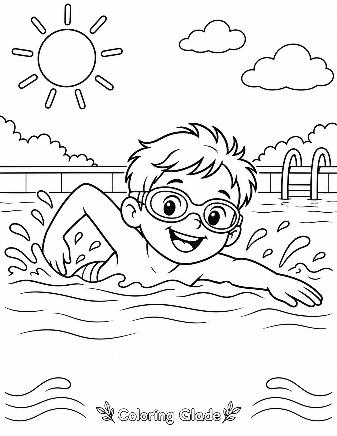 Free printable Swimming coloring page for kids