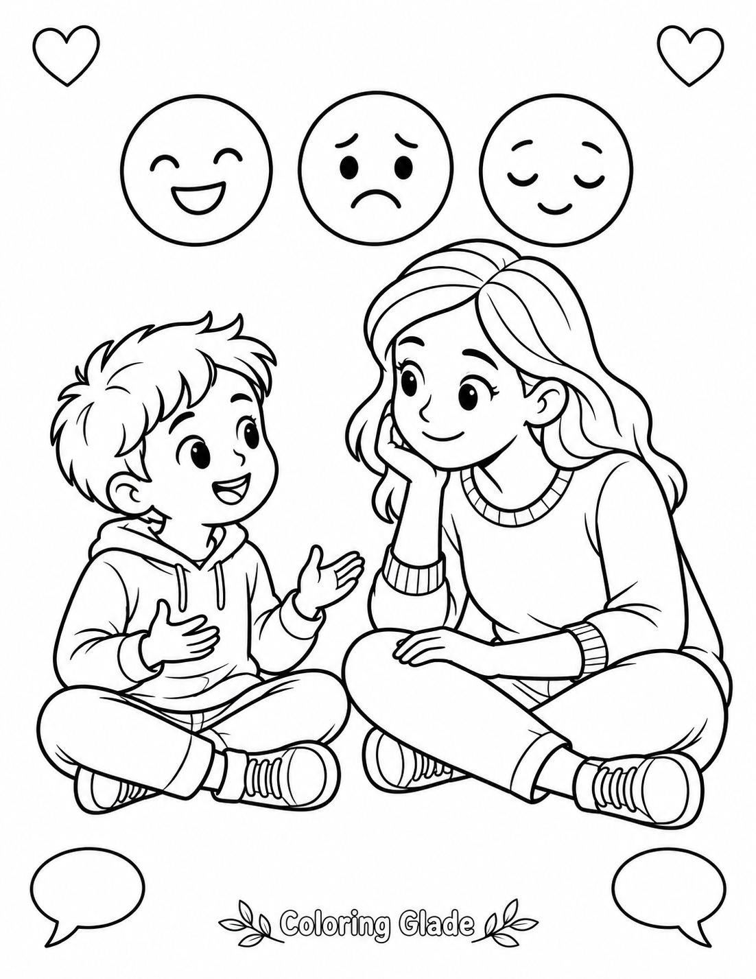 Emotional and social wellness coloring pages – Talking About Feelings Coloring Page