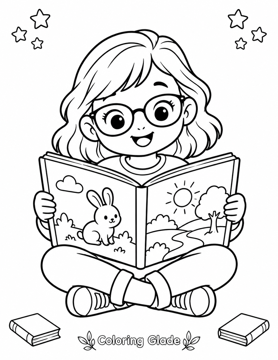 Wearing Glasses Coloring Page